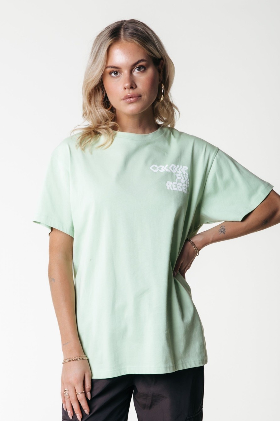 Colourful Rebel T-Shirts | Wave Logo Tee|Soft Green