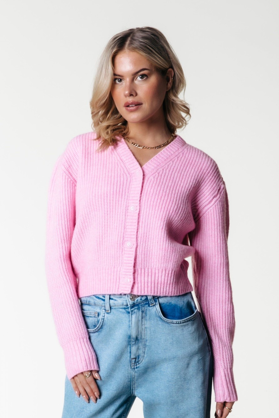 Colourful Rebel Truien | Shara Knitted Cardigan|Candy Pink