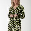 Colourful Rebel Jurken | Telsi Small Flower Wrap Dress|Bright Yellow