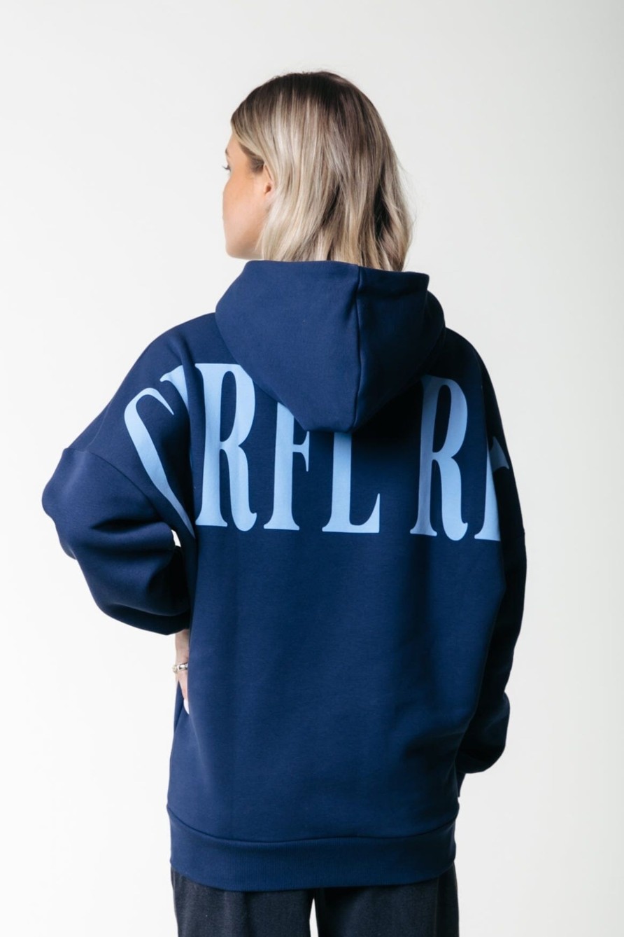 Colourful Rebel Hoodies | Cr Back Logo Hoodie|Navy