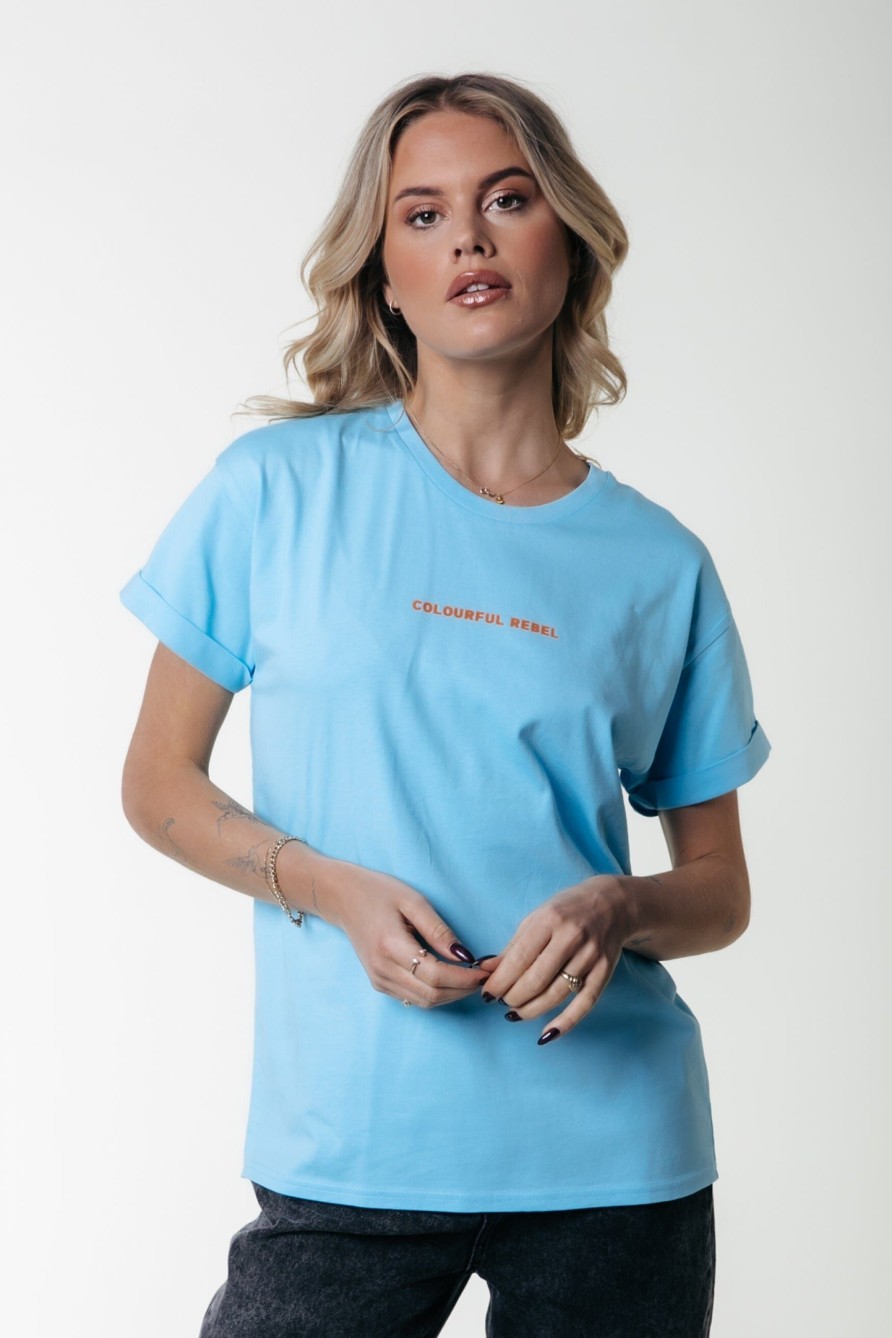 Colourful Rebel T-Shirts | Uni Logo Boxy Tee|Light Blue