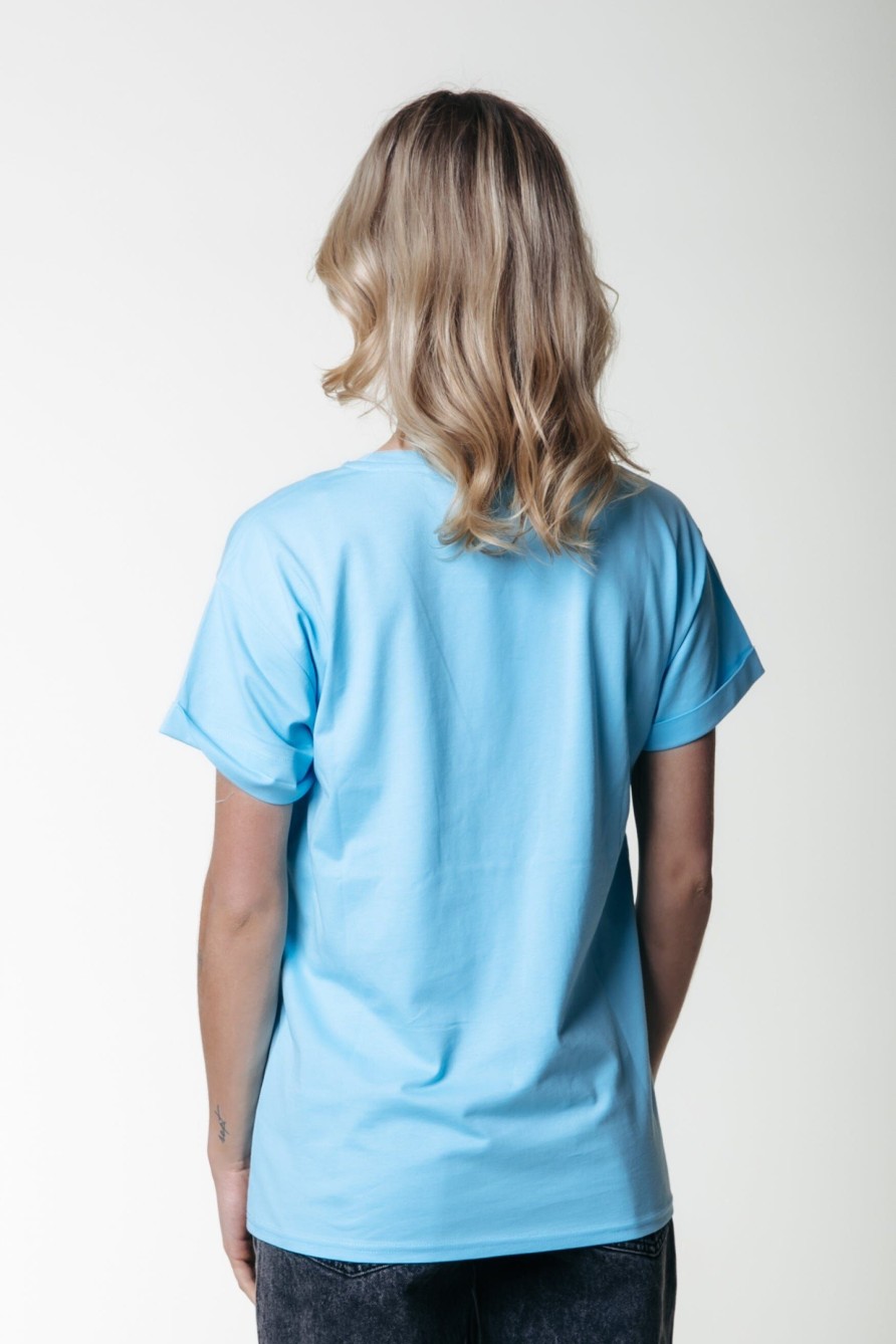 Colourful Rebel T-Shirts | Uni Logo Boxy Tee|Light Blue