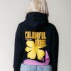 Colourful Rebel Hoodies | Flower Cropped Hoodie|Black