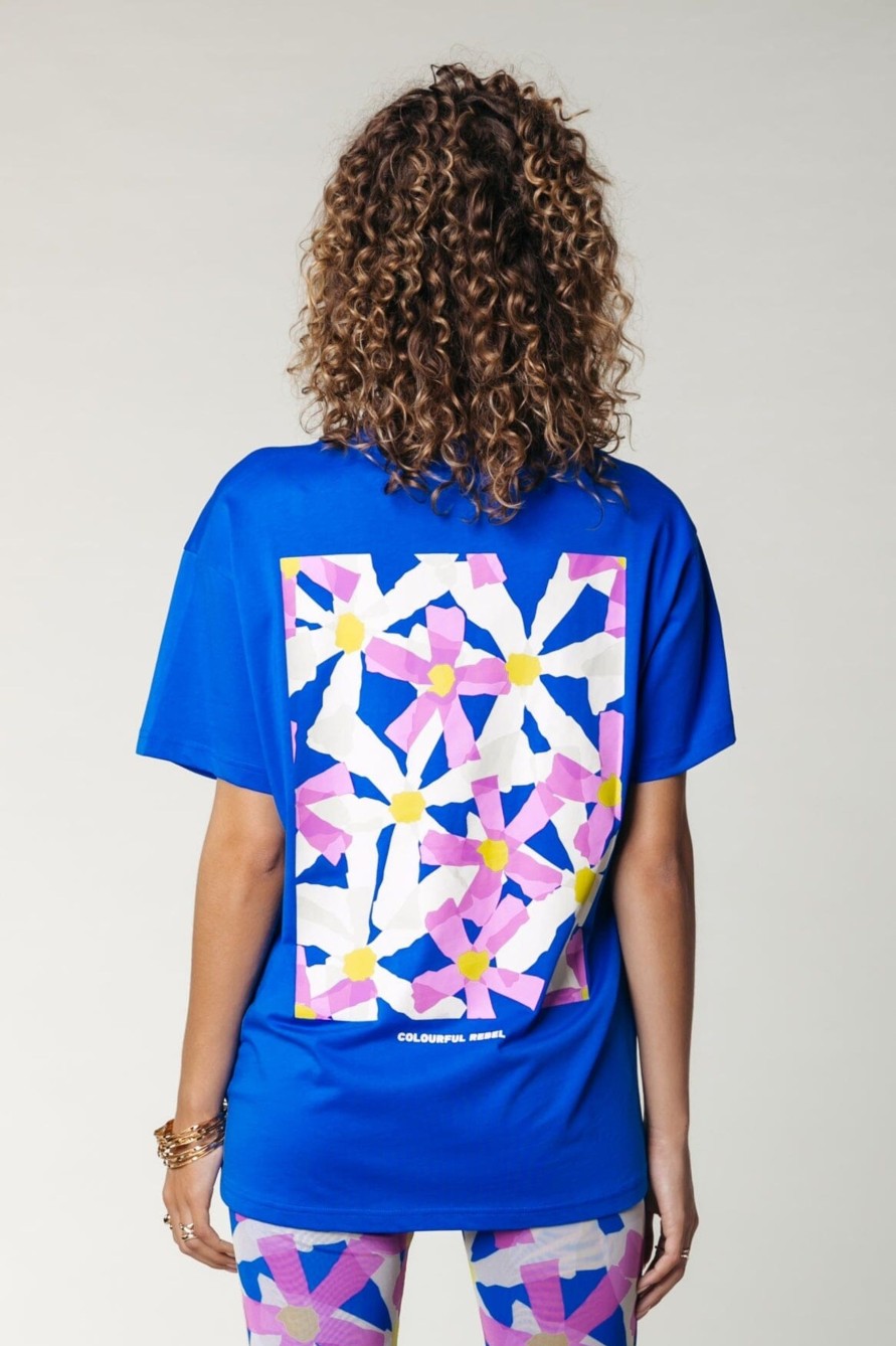 Colourful Rebel T-Shirts | Flowers Square Tee|Bold Blue