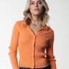 Colourful Rebel Tops | Nori Fine Knit Polo|Tangerine