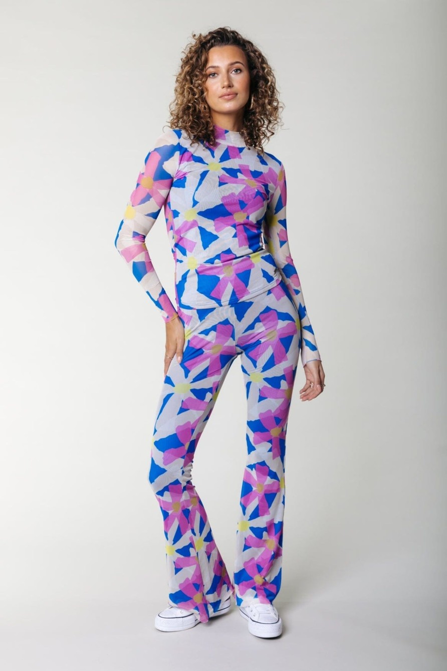 Colourful Rebel Broeken | Big Flower Mesh Flare|Multicolor