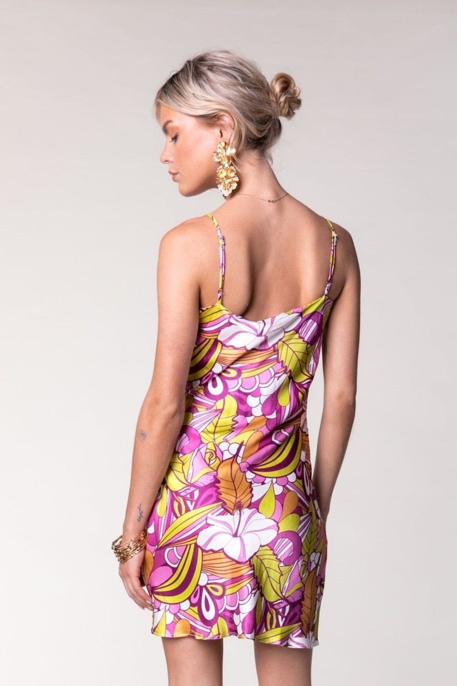 Colourful Rebel Jurken | Qiara Floral Satin Dress|Multicolor