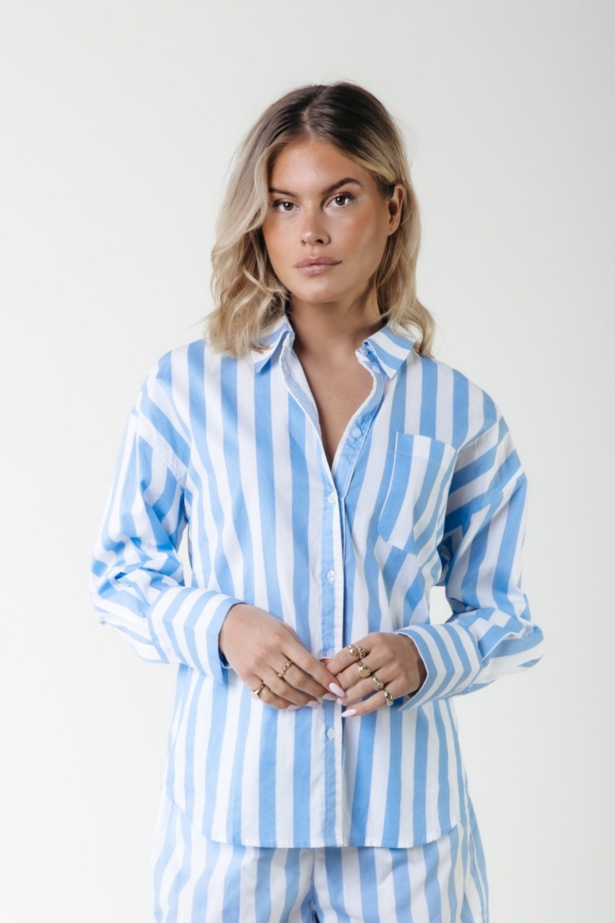 Colourful Rebel Blouses | Talia Striped Blouse|Boys Blue