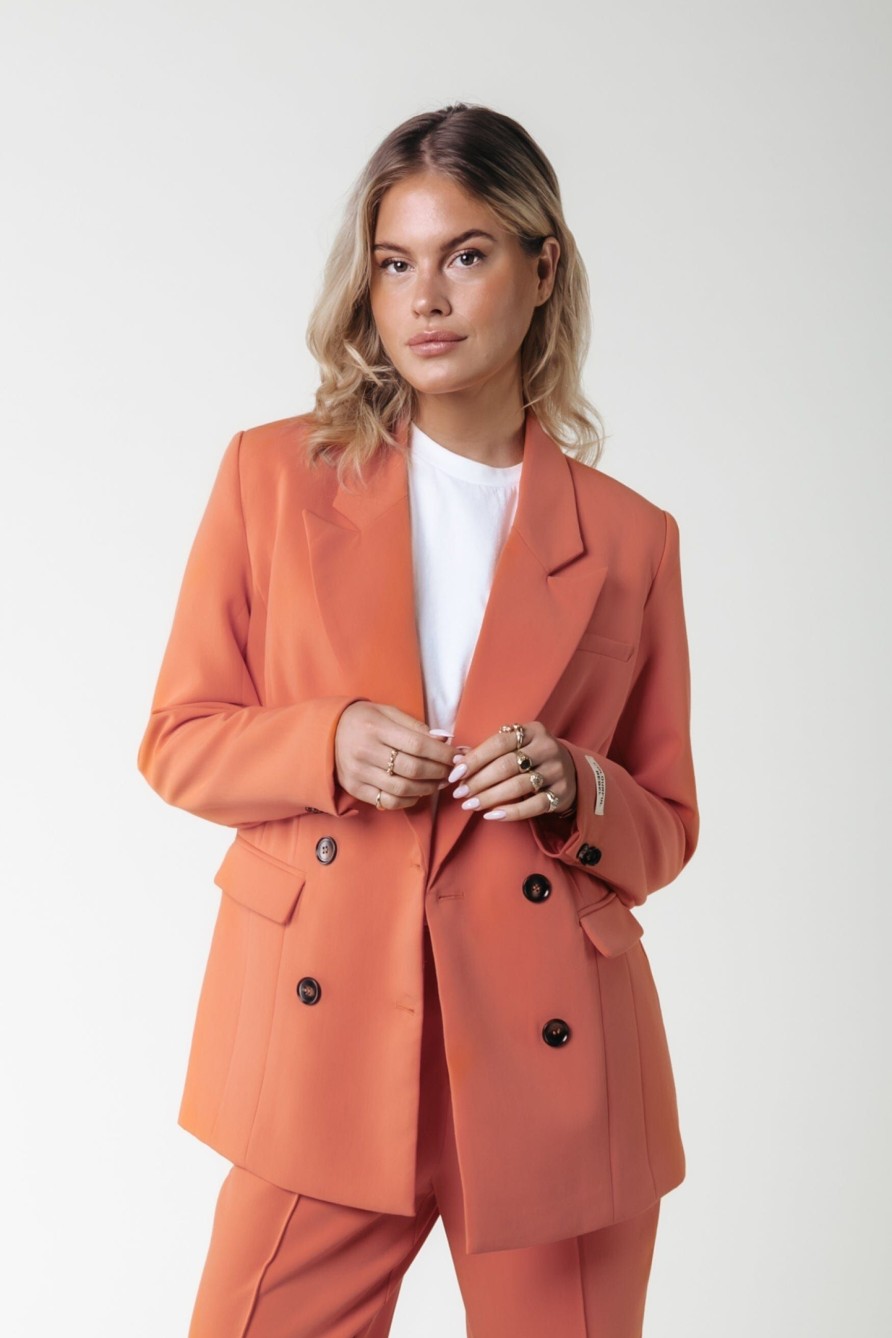 Colourful Rebel Jassen En Blazers | Rikki Uni Double Breasted Blazer|Tangerine