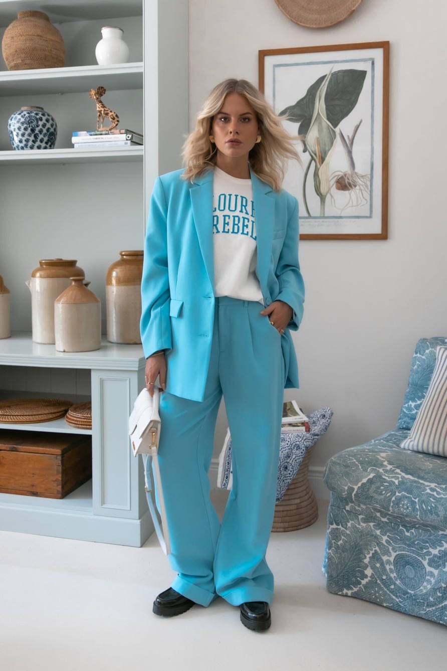 Colourful Rebel Pakken | Gemma Single Breasted Blazer|Light Blue