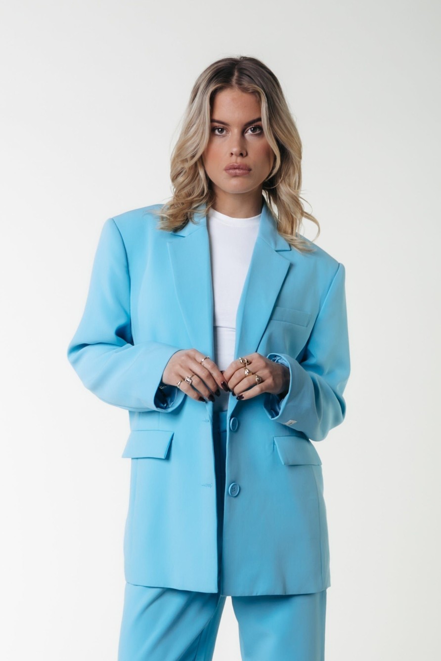 Colourful Rebel Pakken | Gemma Single Breasted Blazer|Light Blue