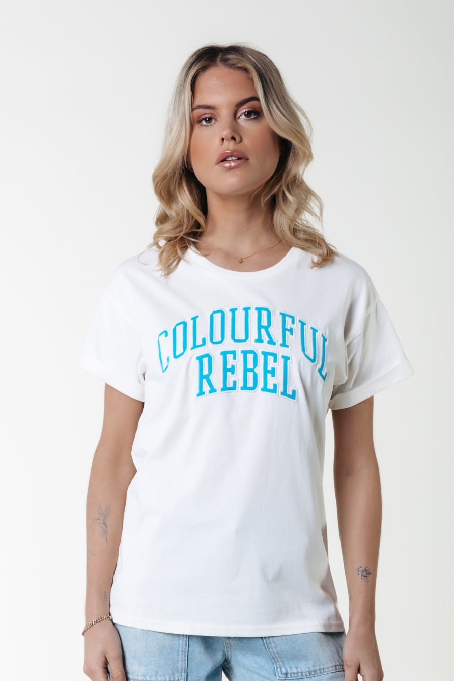 Colourful Rebel T-Shirts | Cr Patch Boxy Tee|Off White