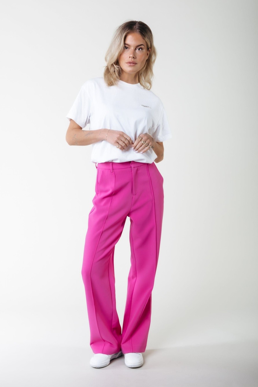 Colourful Rebel Broeken | Rus Uni Straight Pants|Fuchsia