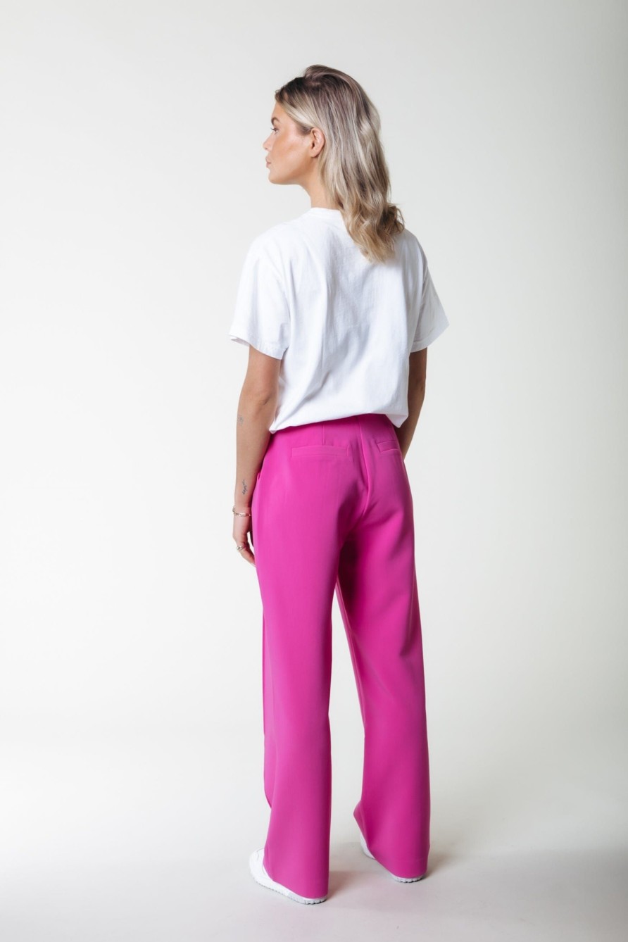 Colourful Rebel Broeken | Rus Uni Straight Pants|Fuchsia