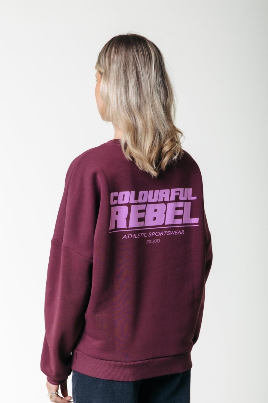 Colourful Rebel Truien | Cr Bold Logo Sweat|Warm Bordeaux