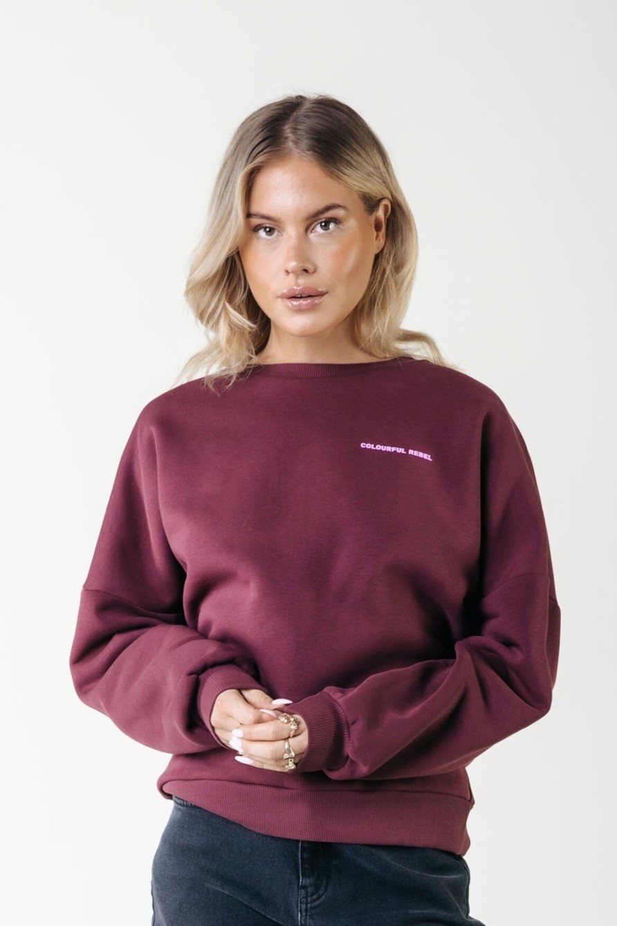 Colourful Rebel Truien | Cr Bold Logo Sweat|Warm Bordeaux