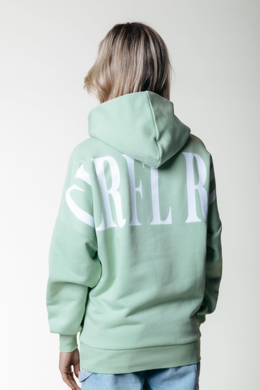 Colourful Rebel Hoodies | Cr Back Logo Hoodie|Soft Green