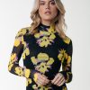 Colourful Rebel Tops | Neyo Big Flower Mesh Top|Bright Yellow