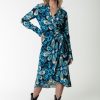 Colourful Rebel Jurken | Lea Flower Wrap Midi Dress|Light Blue