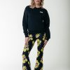 Colourful Rebel Broeken | Big Flower Mesh Flare Pants|Bright Yellow