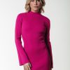 Colourful Rebel Jurken | Aspen High Neck Knitted Dress|Fuchsia