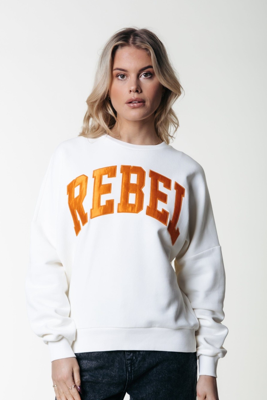 Colourful Rebel Truien | Rebel Patch Sweat|Off White