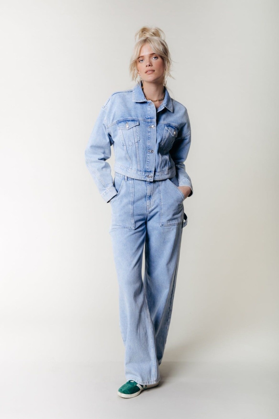 Colourful Rebel Broeken | Tinsley Denim Worker Pants|Light Blue Denim