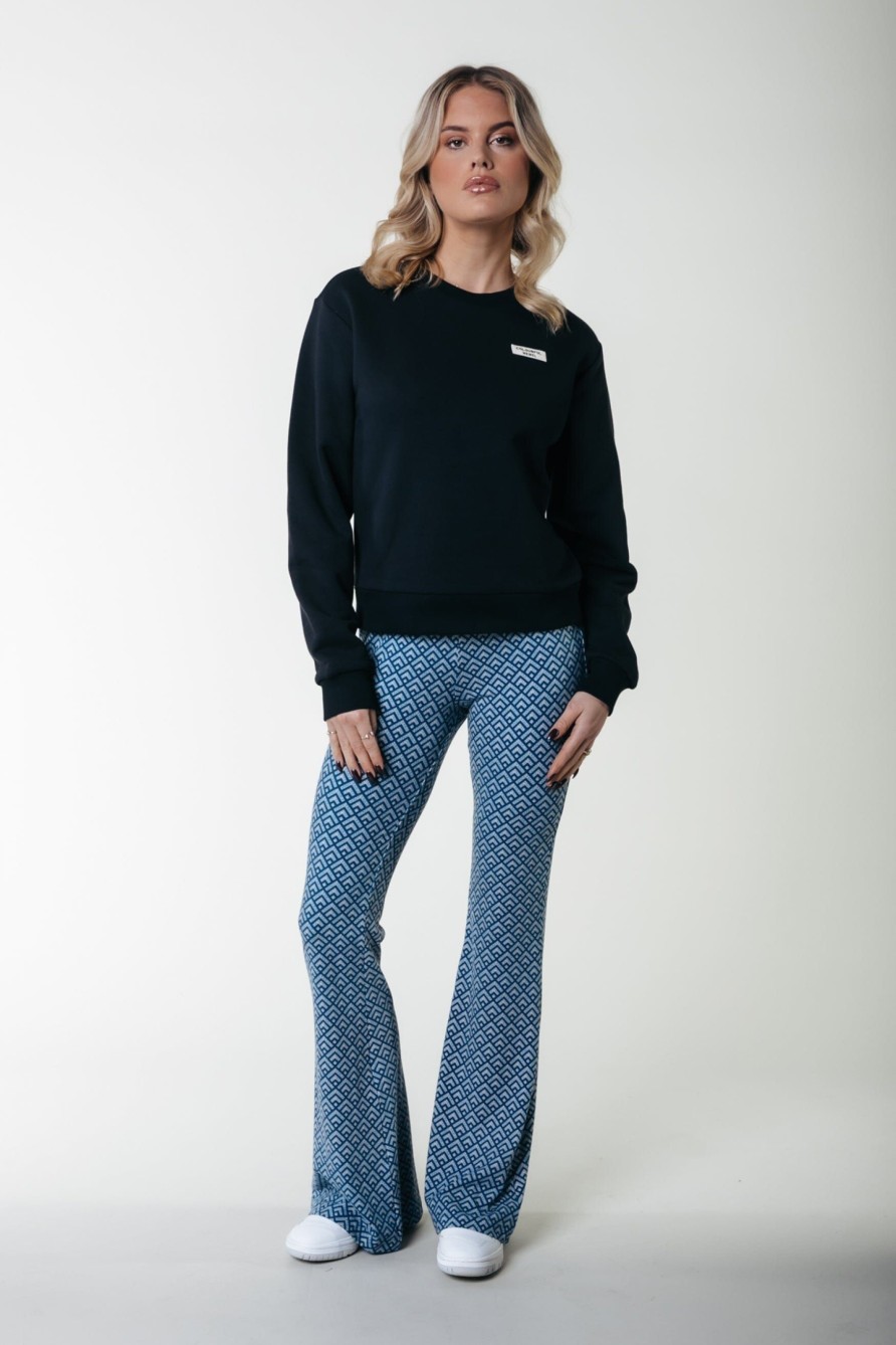 Colourful Rebel Broeken | Small Geo Flare Pants|Dark Petrol