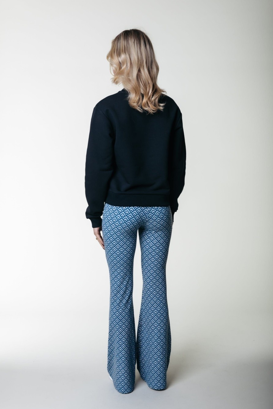 Colourful Rebel Broeken | Small Geo Flare Pants|Dark Petrol