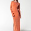 Colourful Rebel Jurken | Faith Open Back Maxi Dress|Tangerine