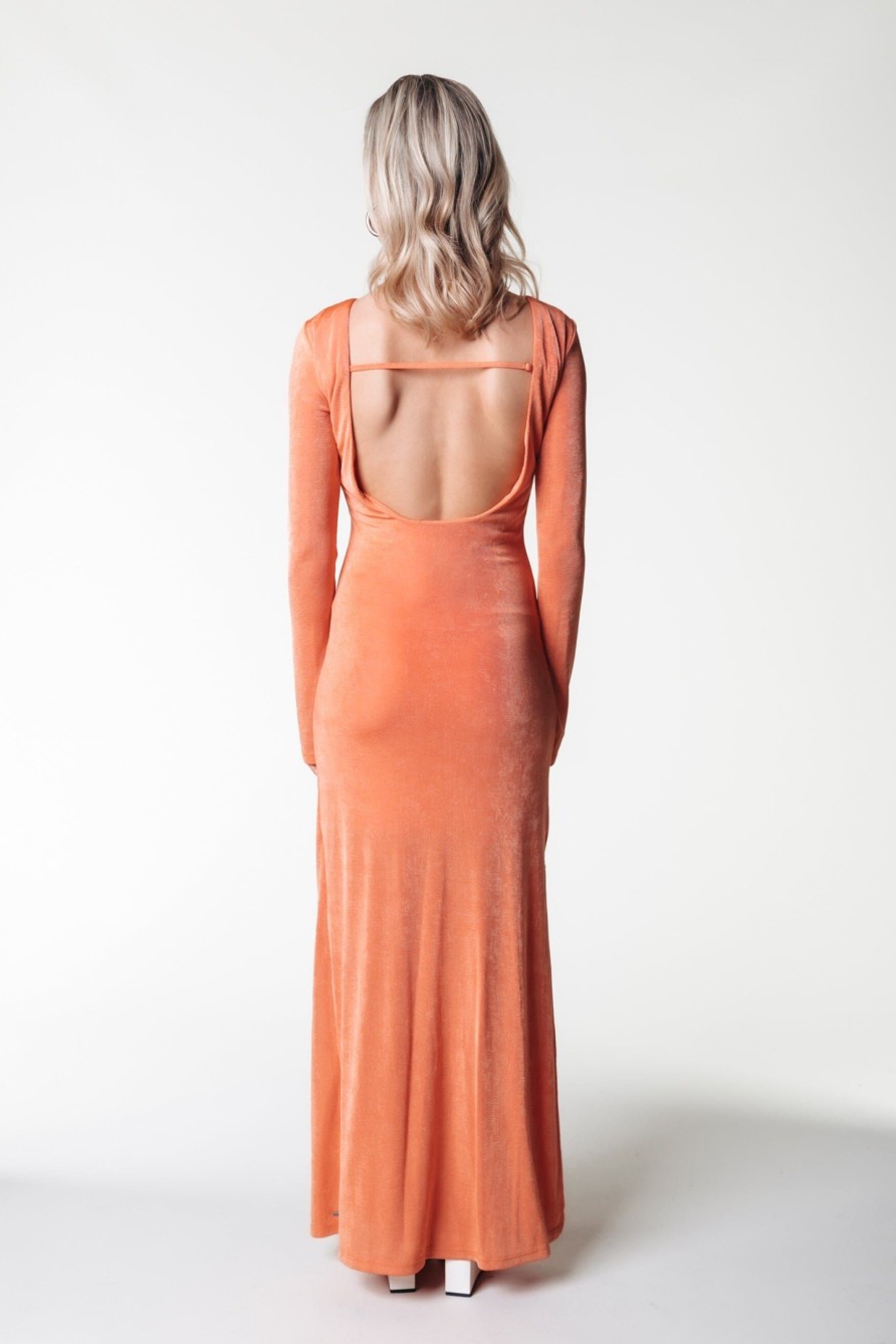 Colourful Rebel Jurken | Faith Open Back Maxi Dress|Tangerine