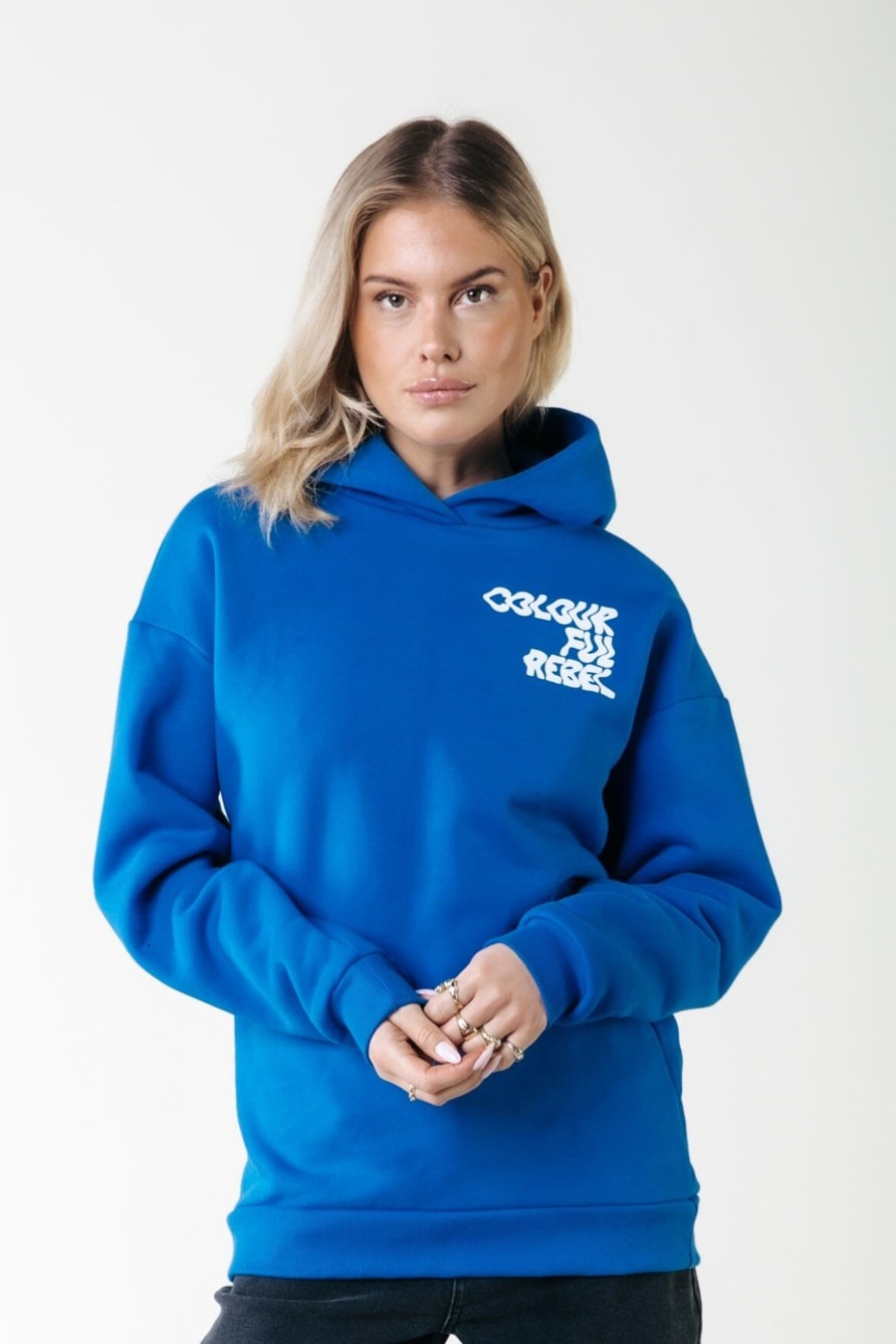 Colourful Rebel Hoodies | Wave Logo Hoodie|Medium Blue