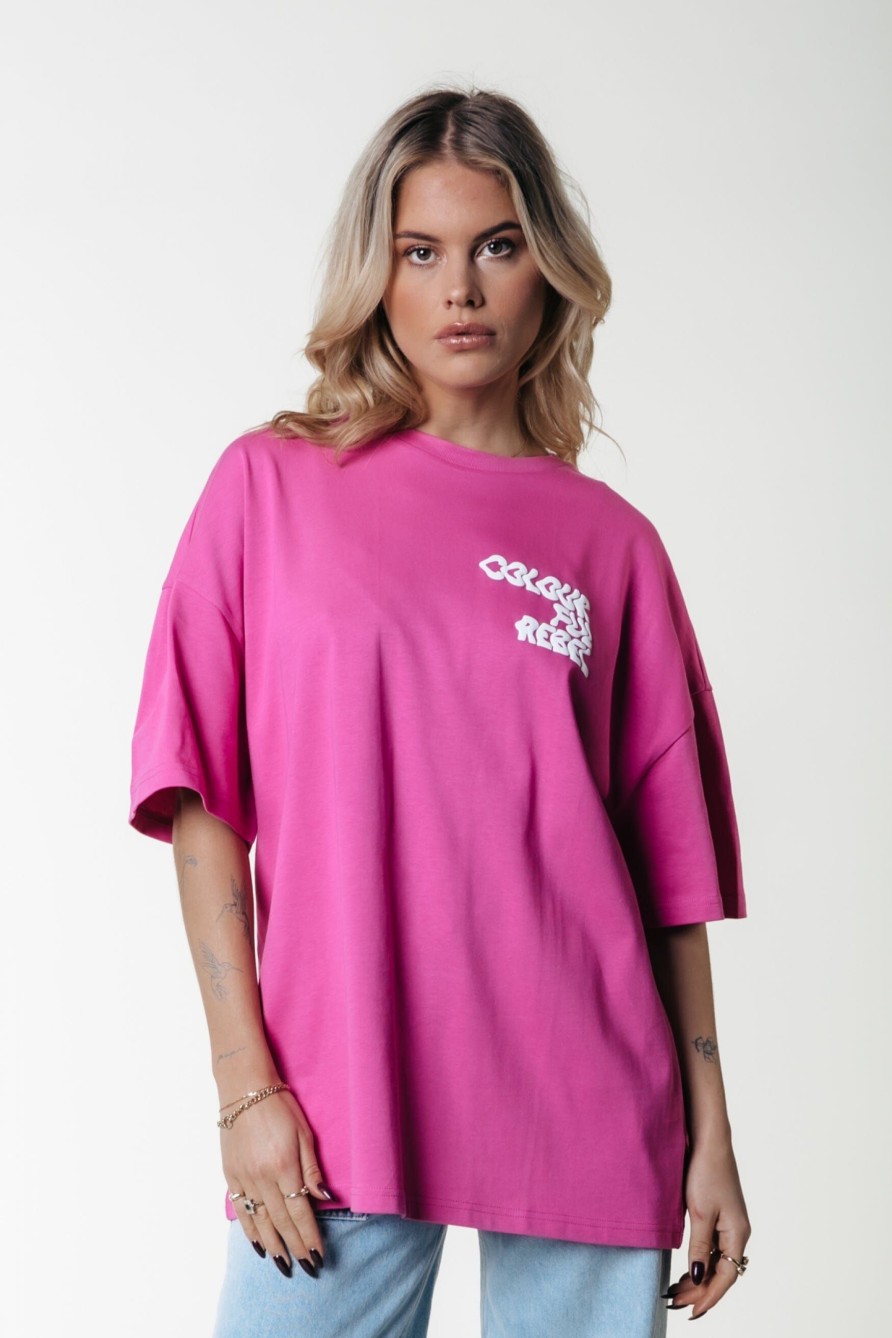 Colourful Rebel T-Shirts | Wave Logo Tee|Fuchsia