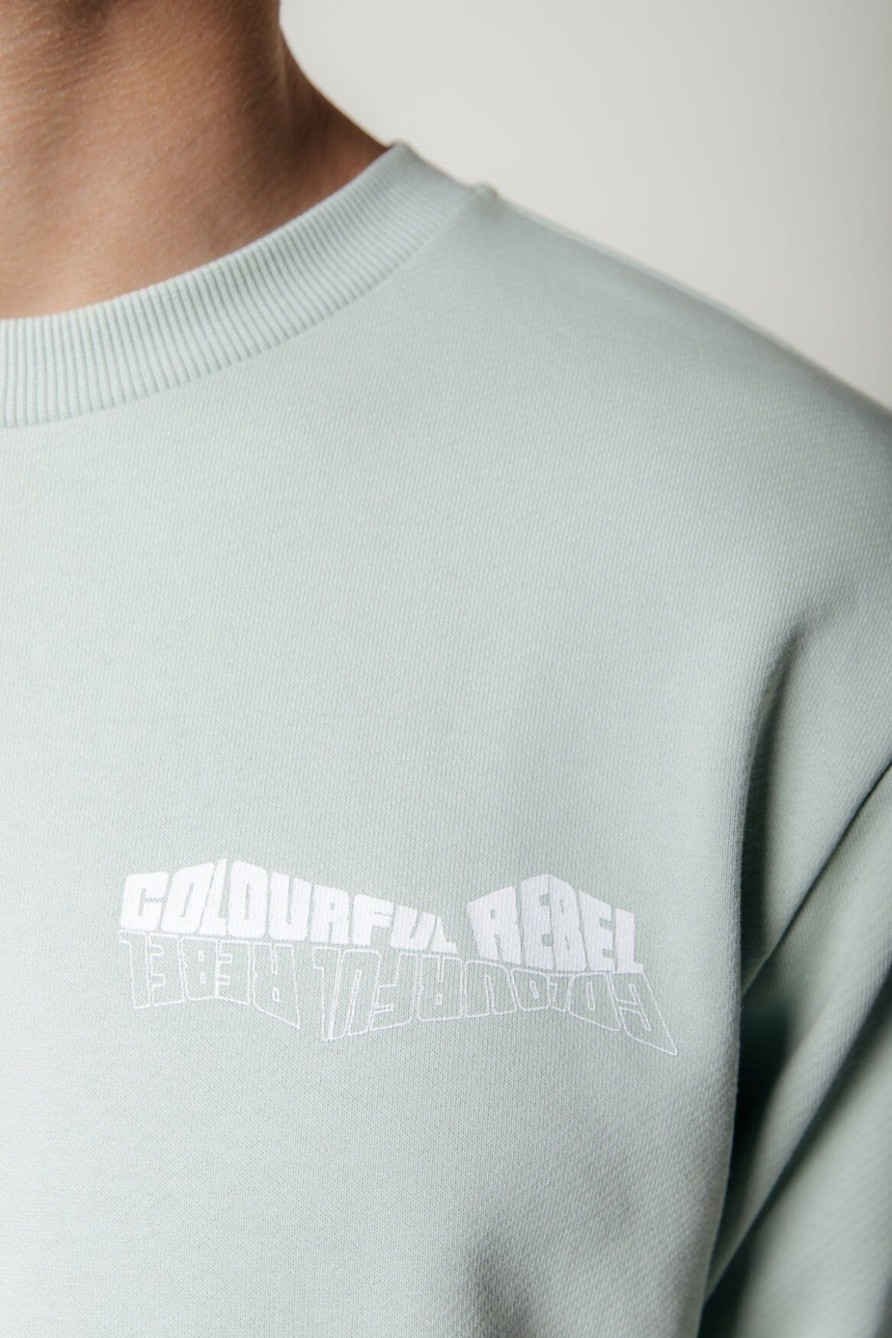 Colourful Rebel Truien | Wave Logo Sweat|Light Mint