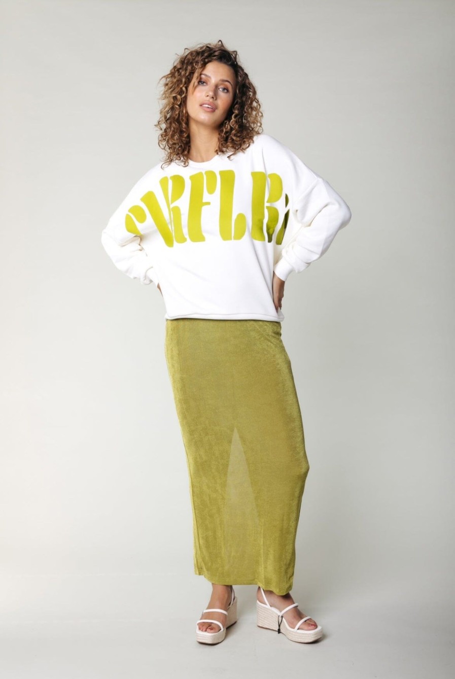 Colourful Rebel Truien | Curly Logo Sweat|Standard White