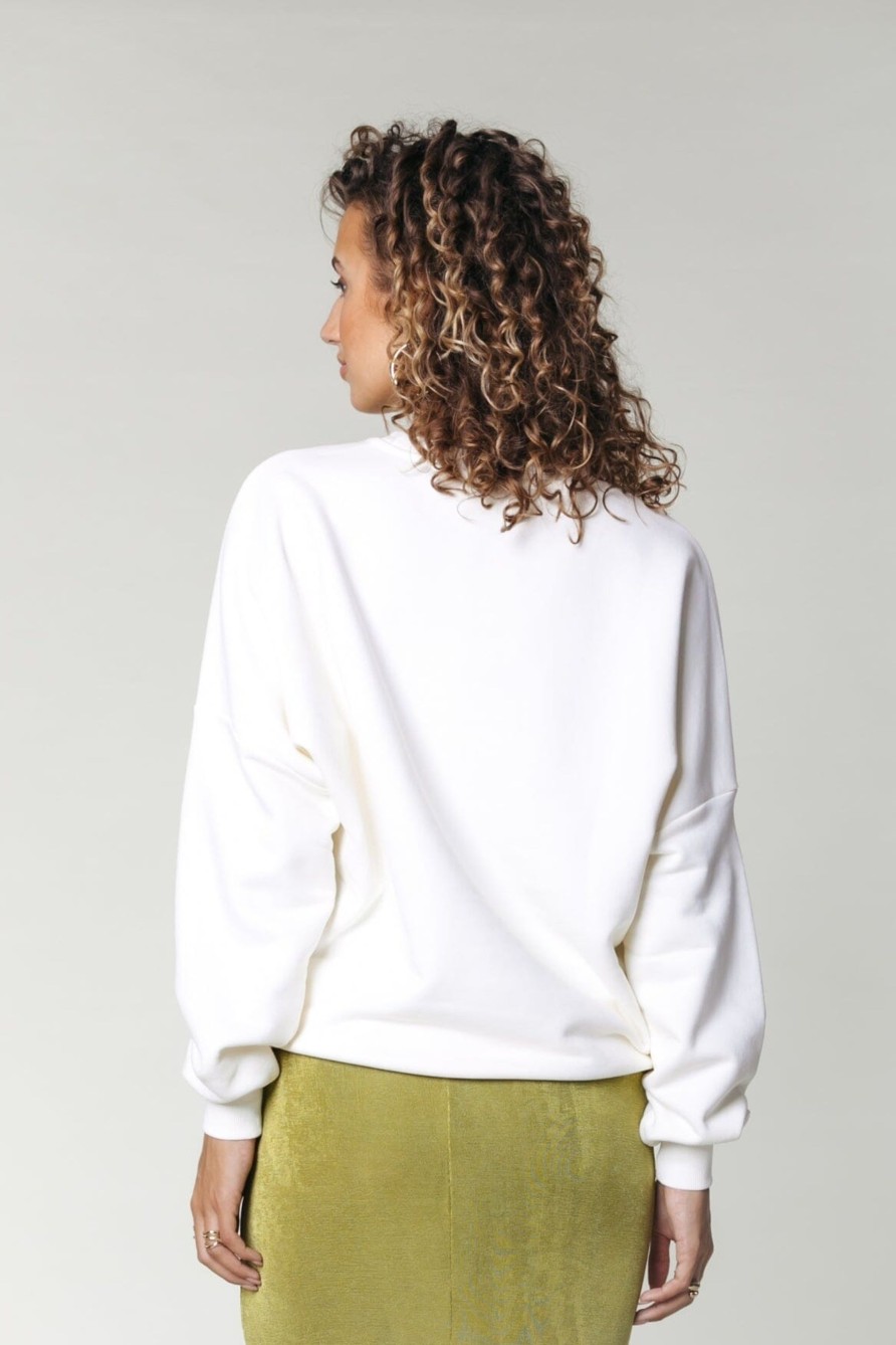 Colourful Rebel Truien | Curly Logo Sweat|Standard White