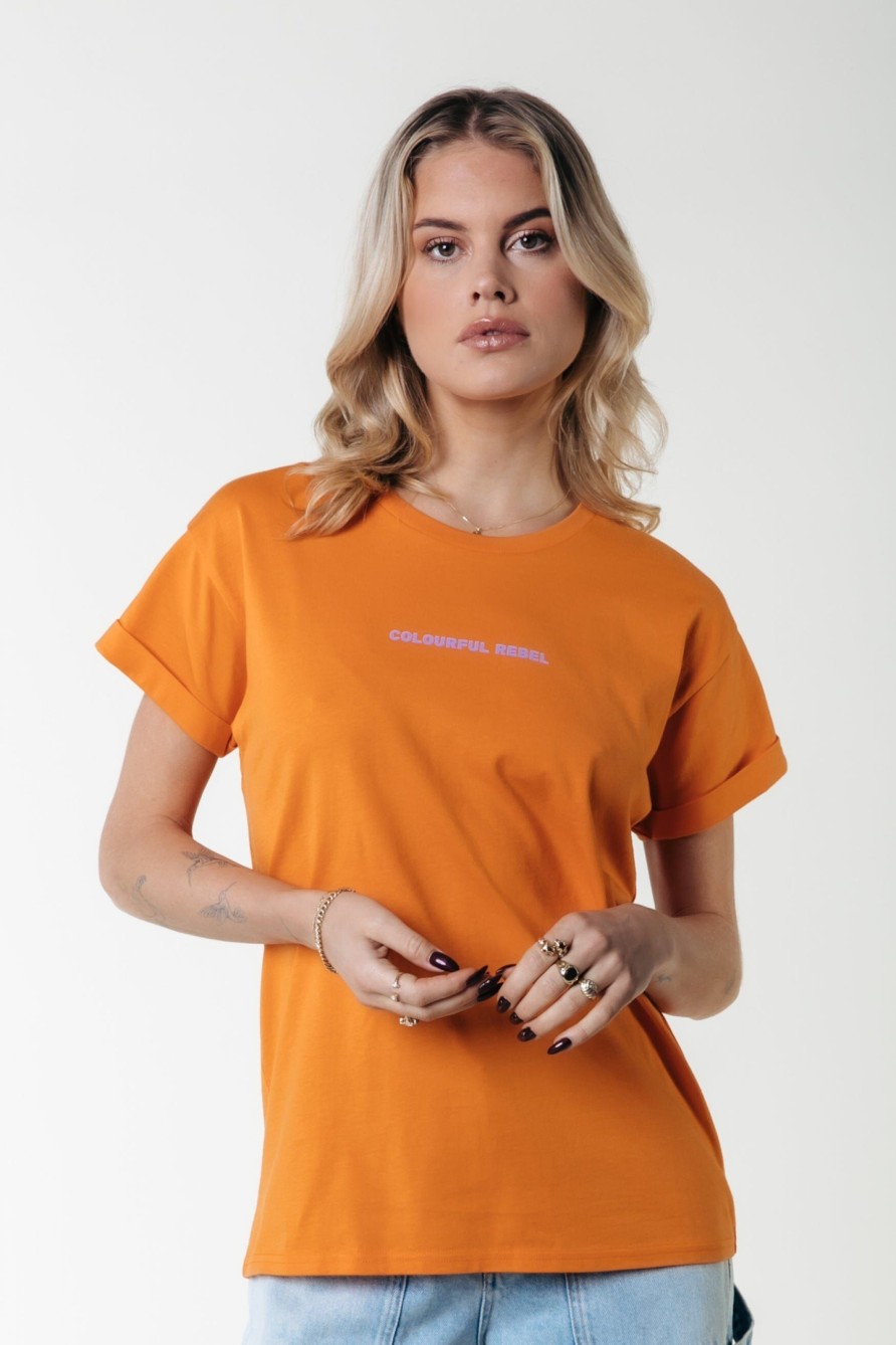 Colourful Rebel T-Shirts | Uni Logo Boxy Tee|Tangerine