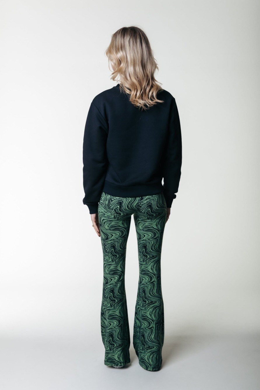 Colourful Rebel Broeken | Liquid Peached Flare Pants|Soft Green