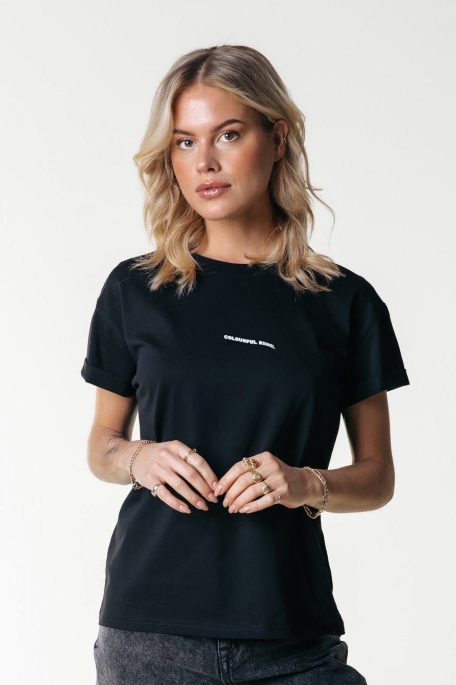 Colourful Rebel T-Shirts | Uni Logo Boxy Tee|Black